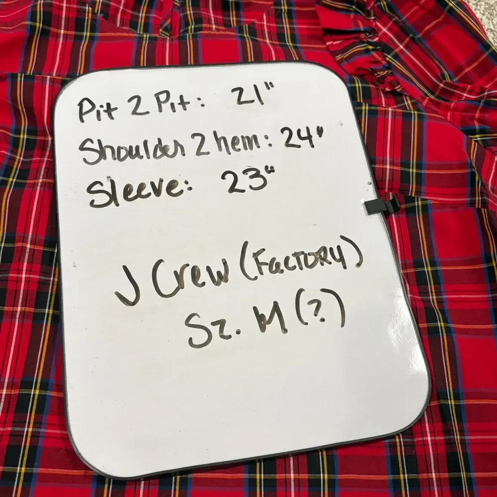 J.Crew Re-Imagined Tartan Plaid Ruffle Shoulder Cottagecore Blouse M